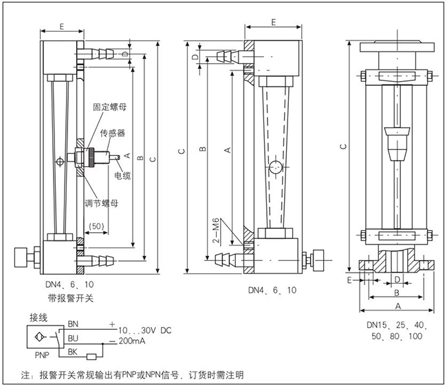 玻璃转子流量计外形图